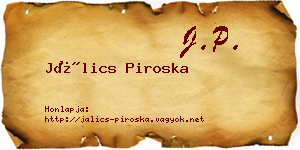 Jálics Piroska névjegykártya